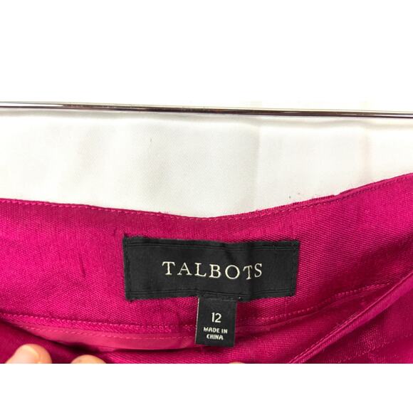 Talbots Pants Womens Sz 12 Pink Signature Tapered Ankle Lined Silk Wool Blend - Picture 6 of 11